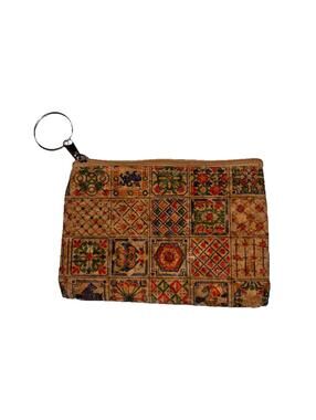 Cork Vegan Leather Coin Purse Wallet Pouch.  3.5”x 5.0” from Portugal